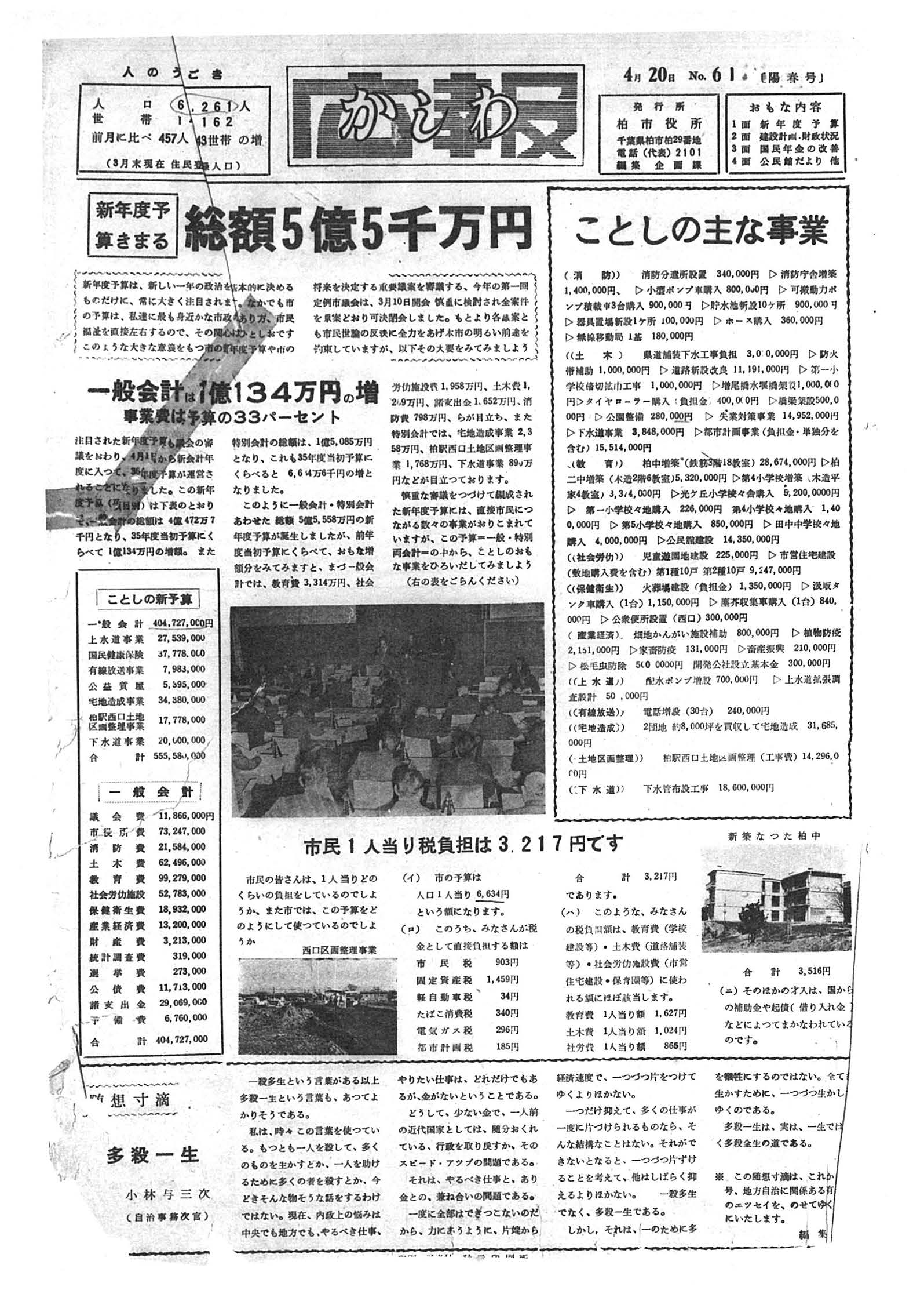広報かしわ　昭和36年4月20日発行　61号