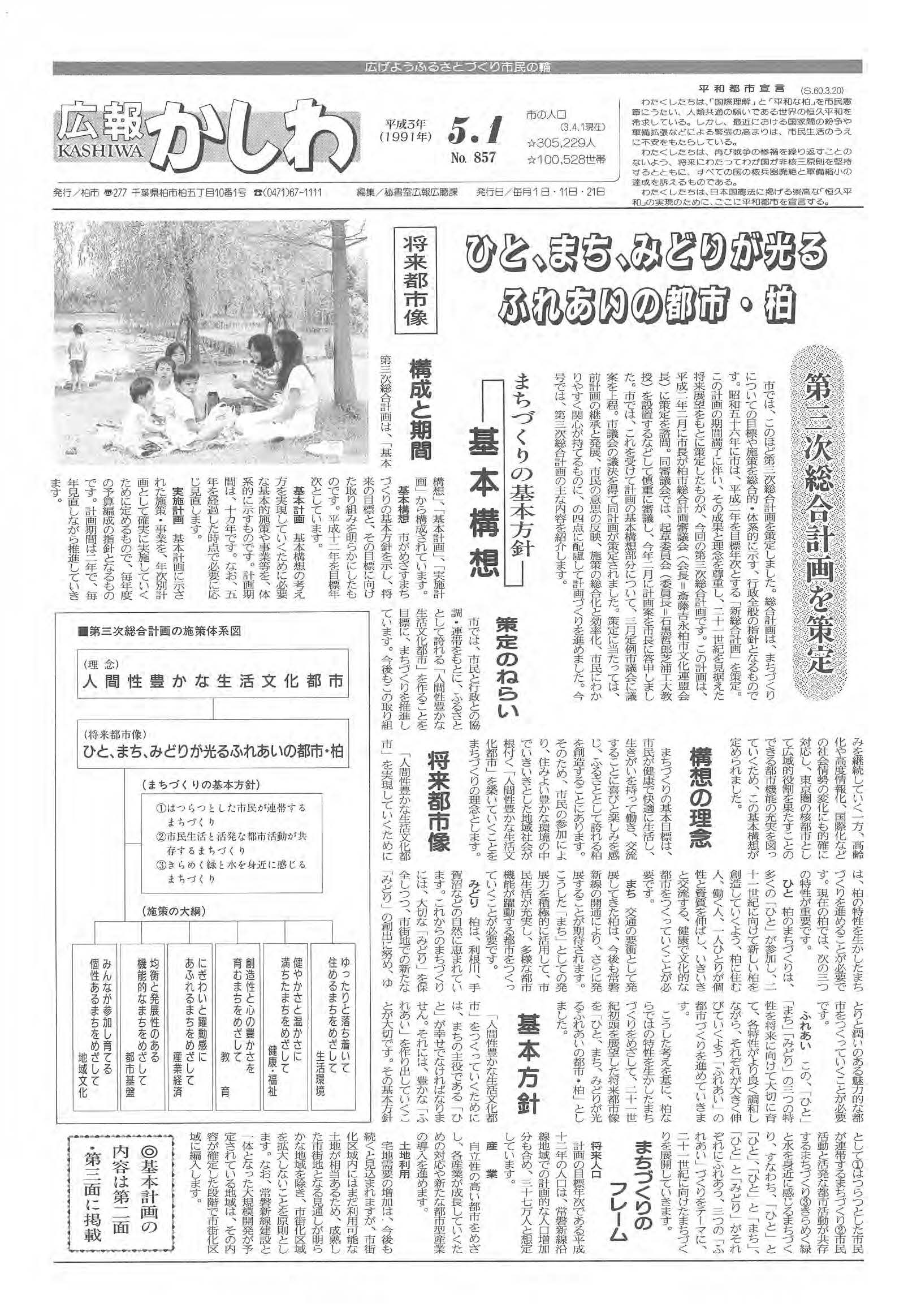 広報かしわ　平成3年5月1日発行　857号