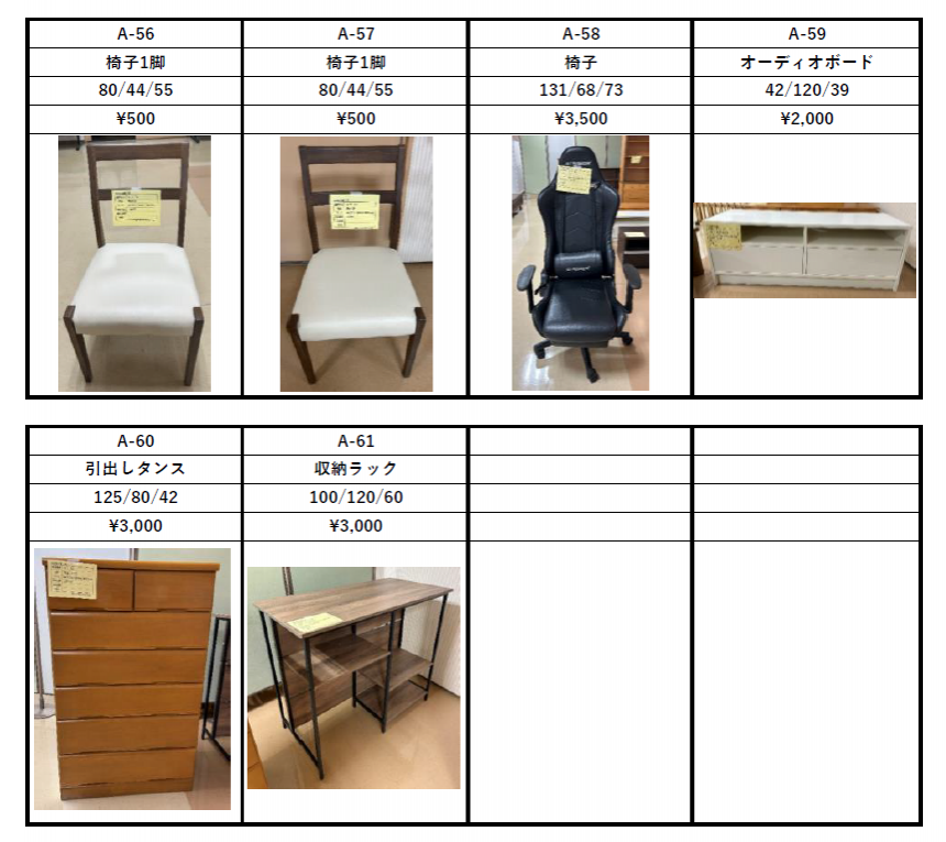 リサイクル販売リスト一覧(12月分)2