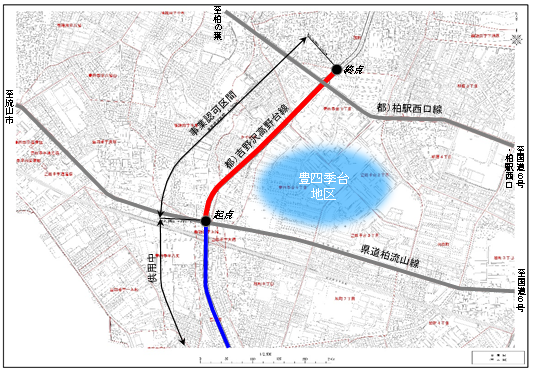 柏都市計画道路事業3・4・22号吉野沢高野台線地図