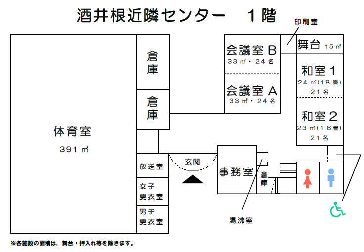 酒井根近隣センター1階 館内図