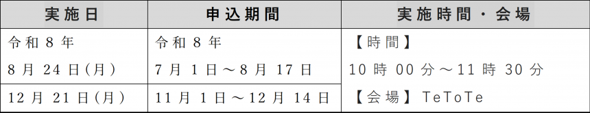 テトテの実施日