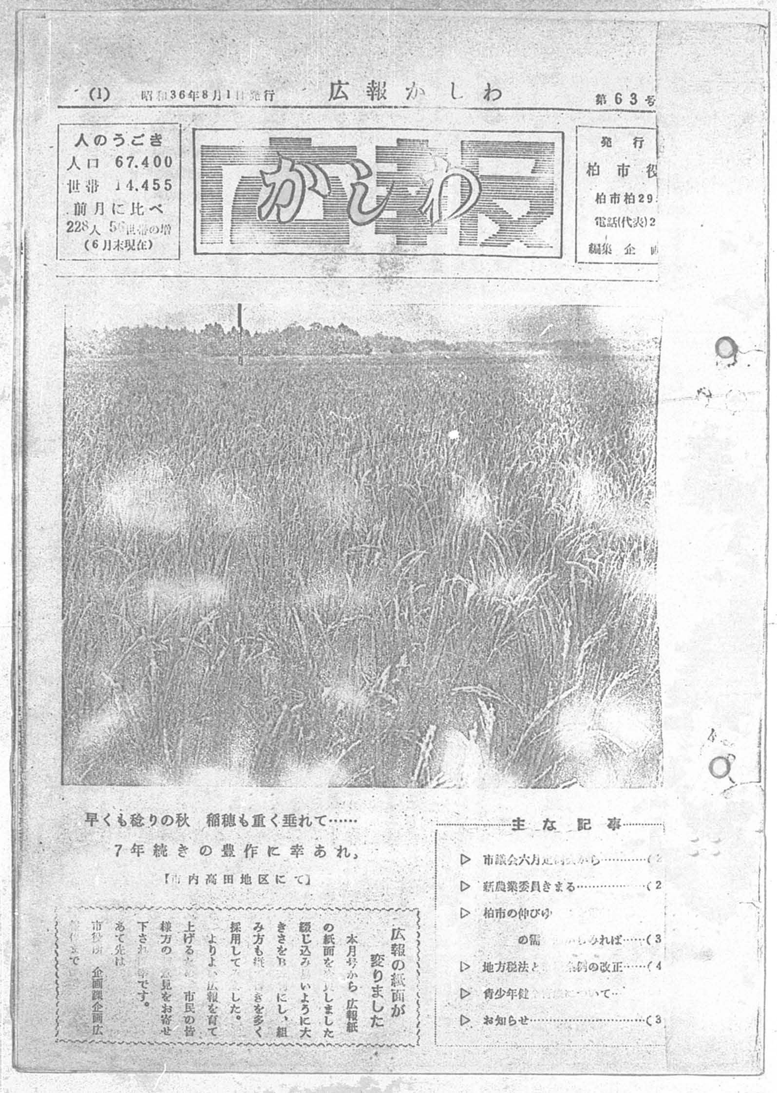 広報かしわ　昭和36年8月1日発行　63号