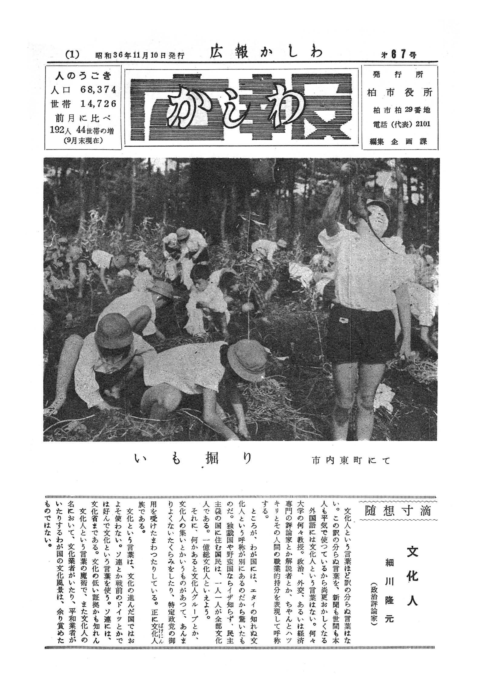 広報かしわ　昭和36年11月10日発行　67号