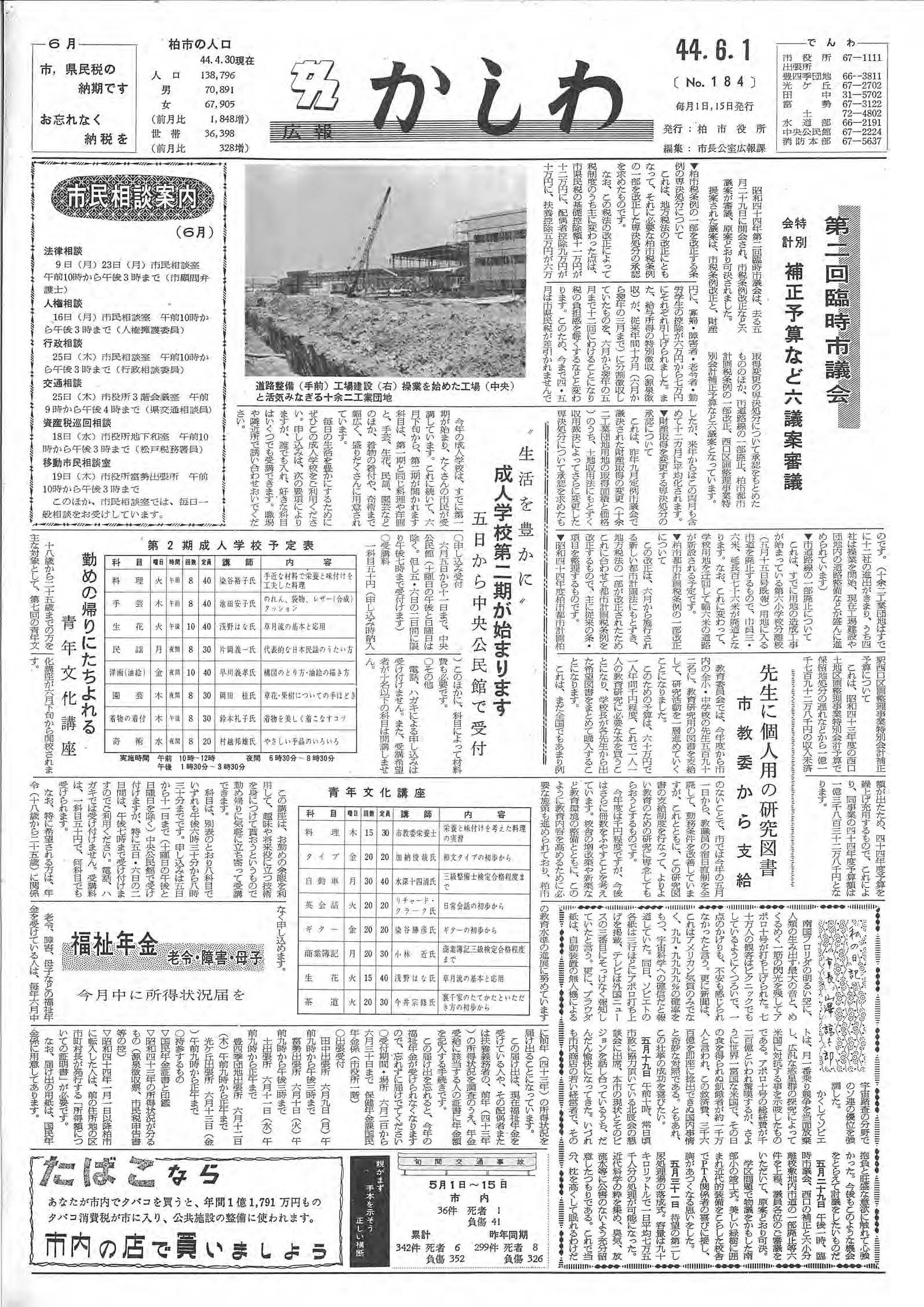 広報かしわ　昭和44年6月1日発行　184号