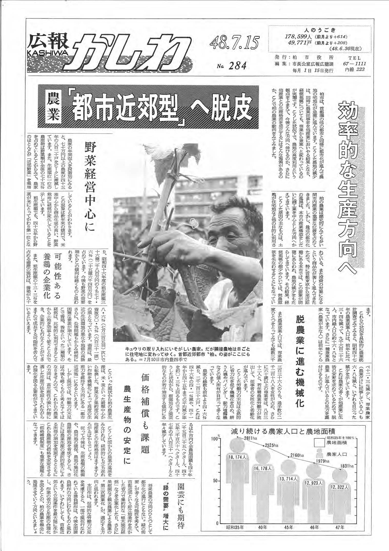 広報かしわ　昭和48年7月15日発行　284号