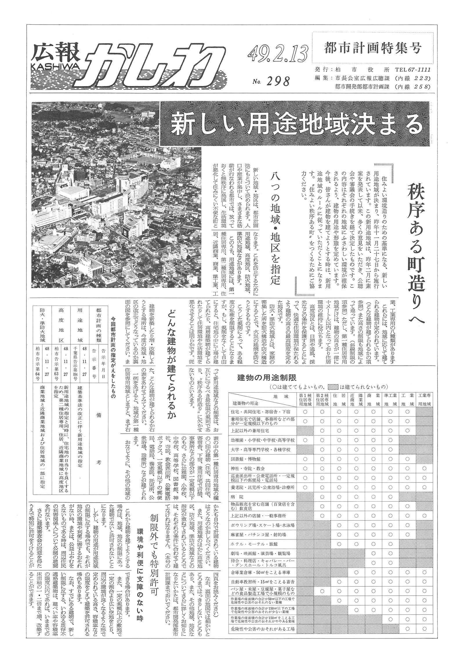 広報かしわ　昭和49年2月13日発行　298号