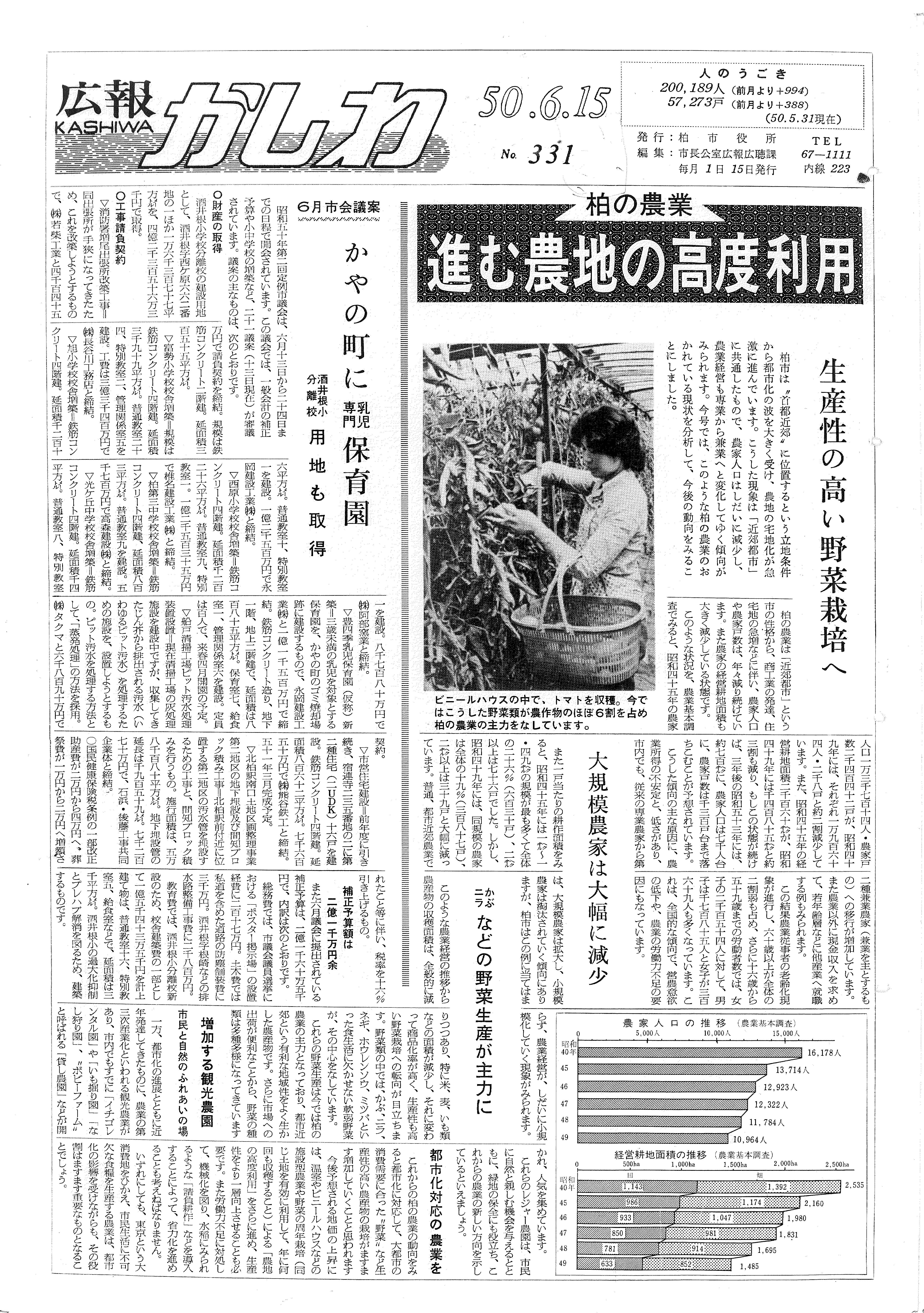 広報かしわ　昭和50年6月15日発行　331号