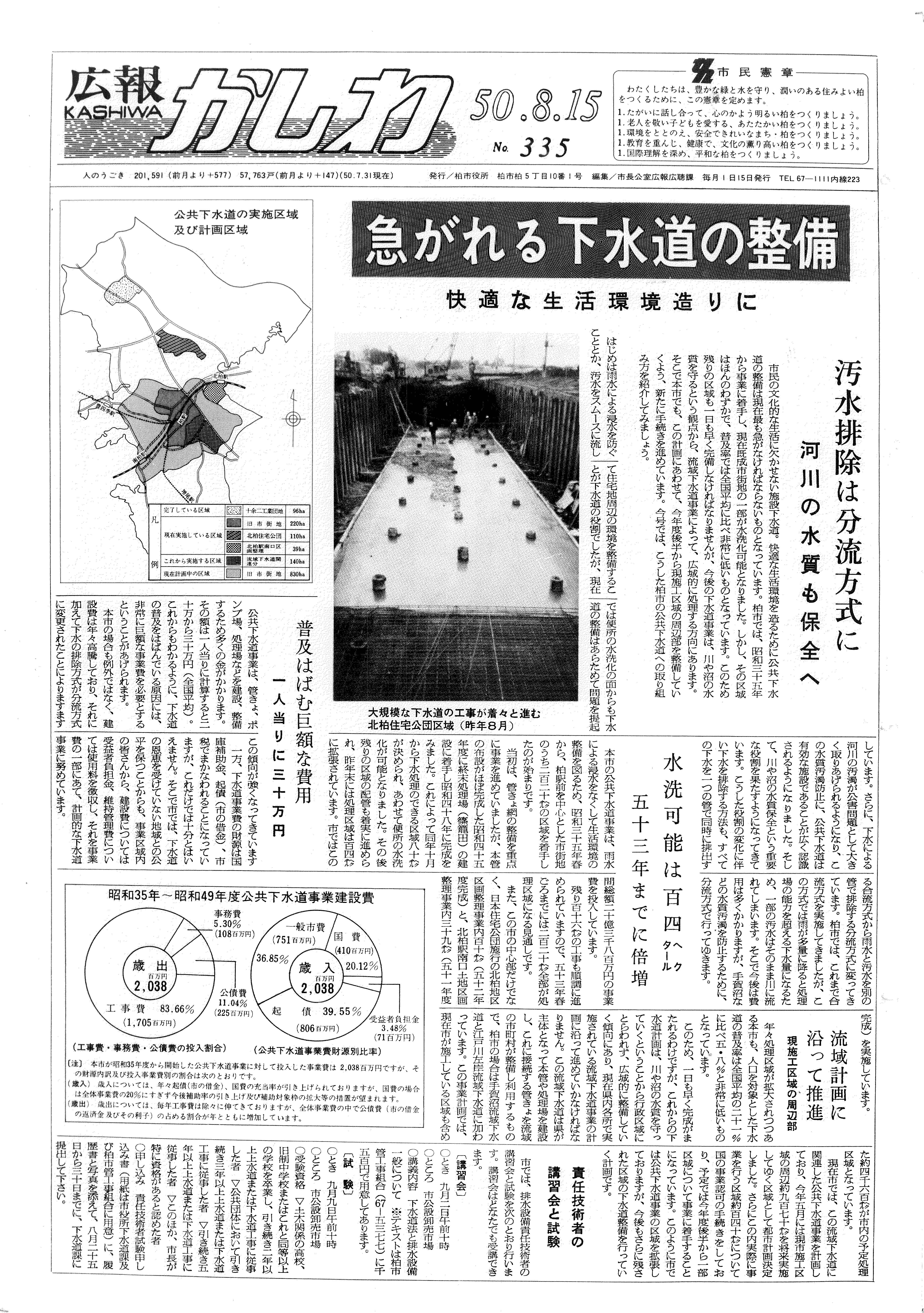 広報かしわ　昭和50年8月15日発行　335号