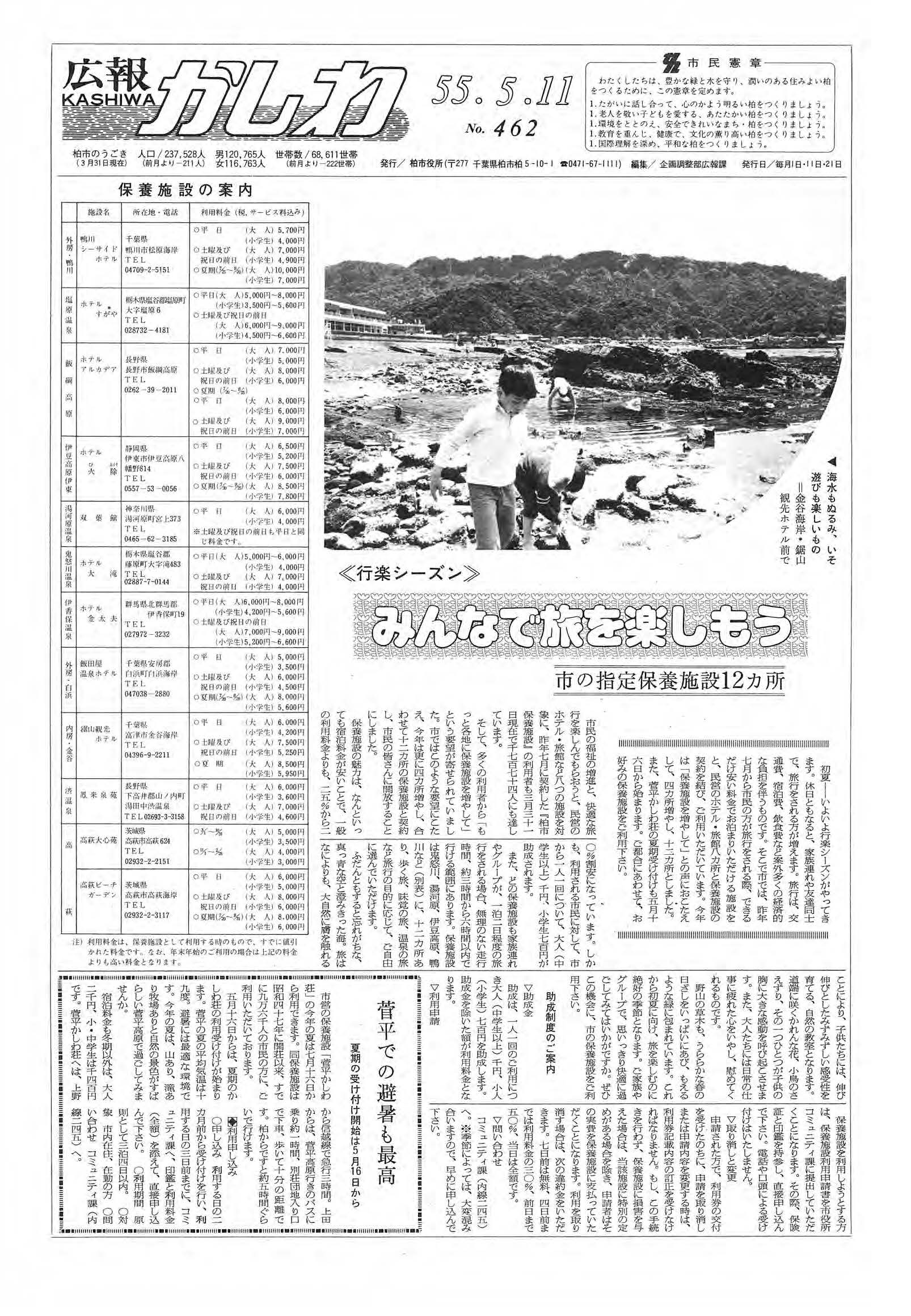 広報かしわ　昭和55年5月11日発行　462号