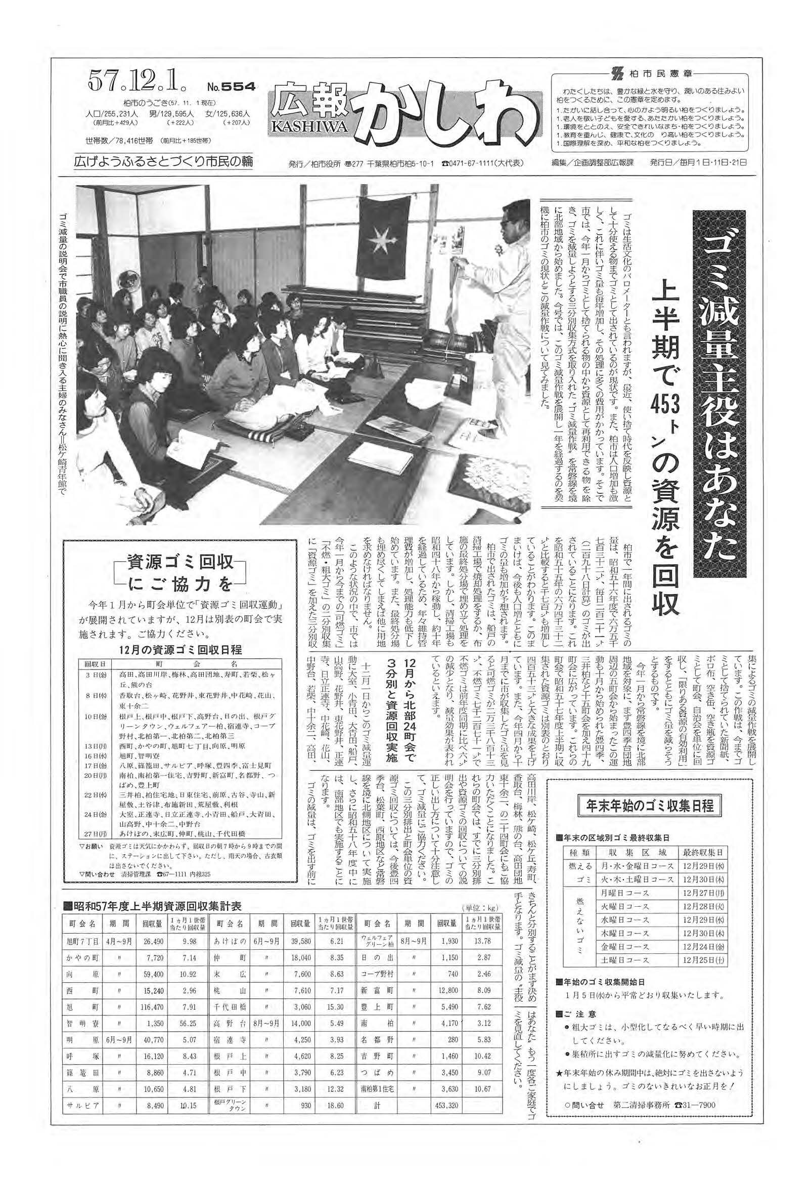 広報かしわ　昭和57年12月1日発行　554号