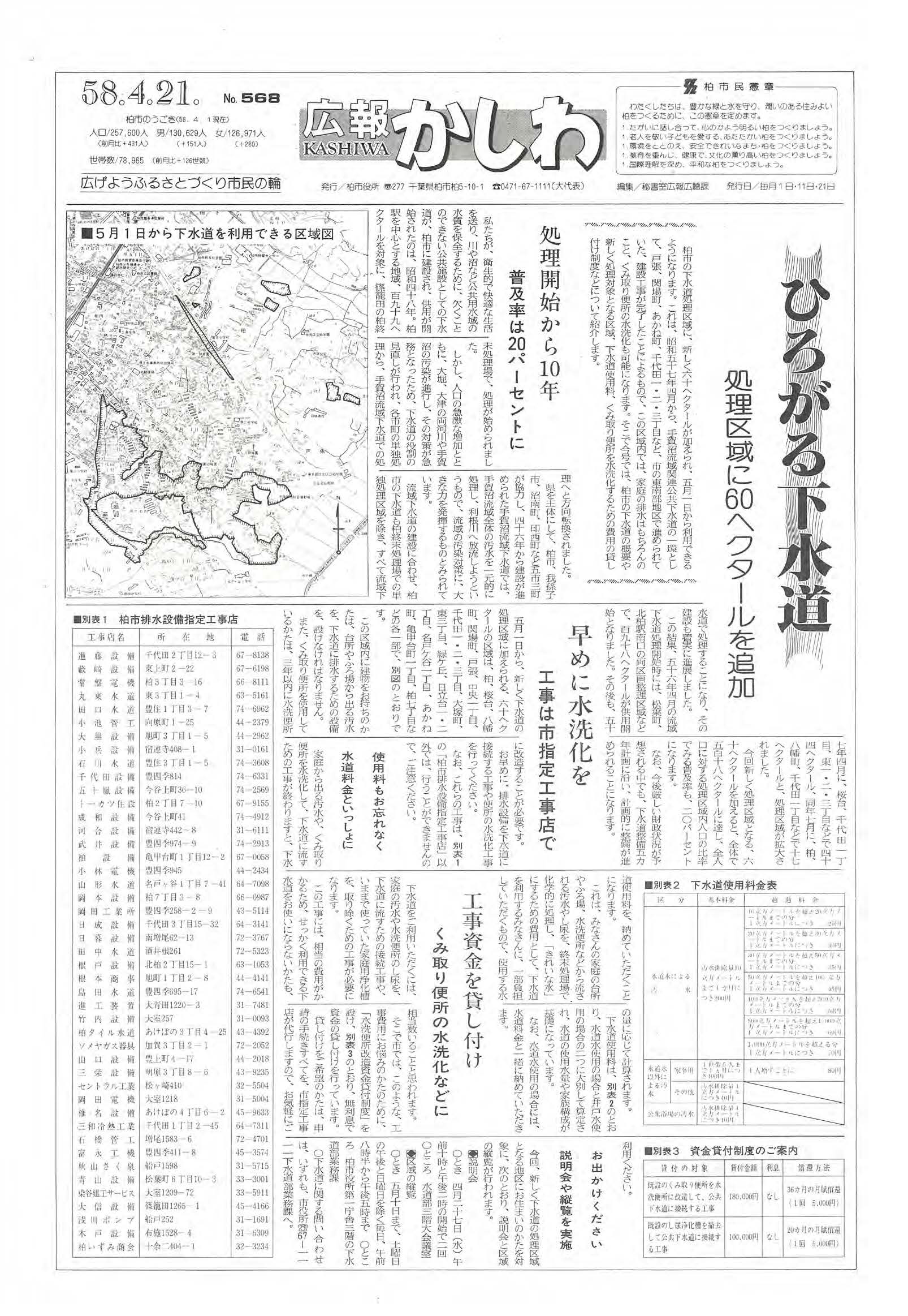広報かしわ　昭和58年4月21日発行　568号