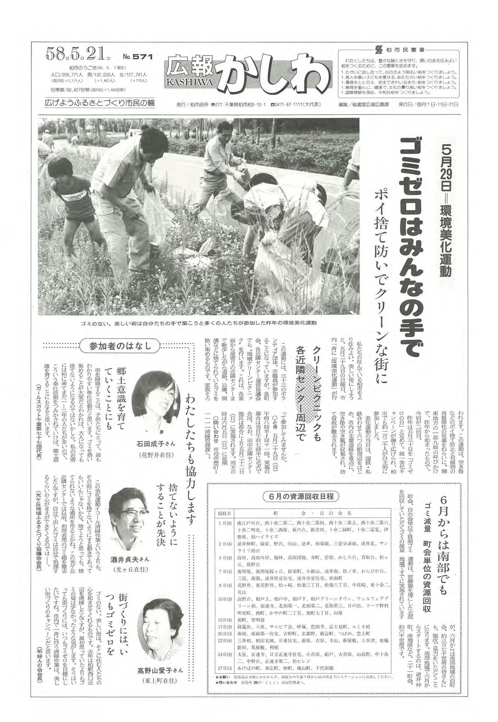 広報かしわ　昭和58年5月21日発行　571号