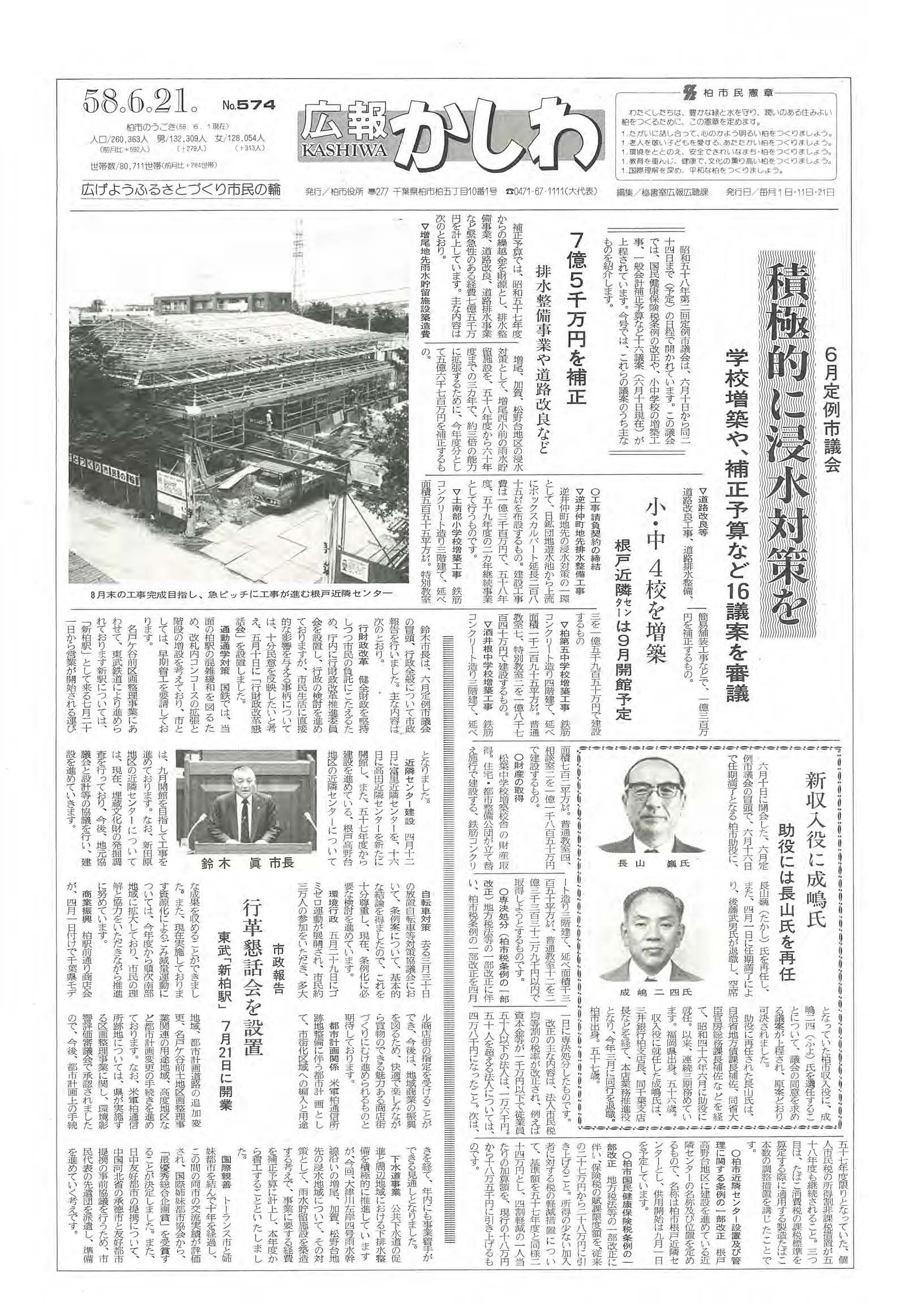 広報かしわ　昭和58年6月21日発行　574号
