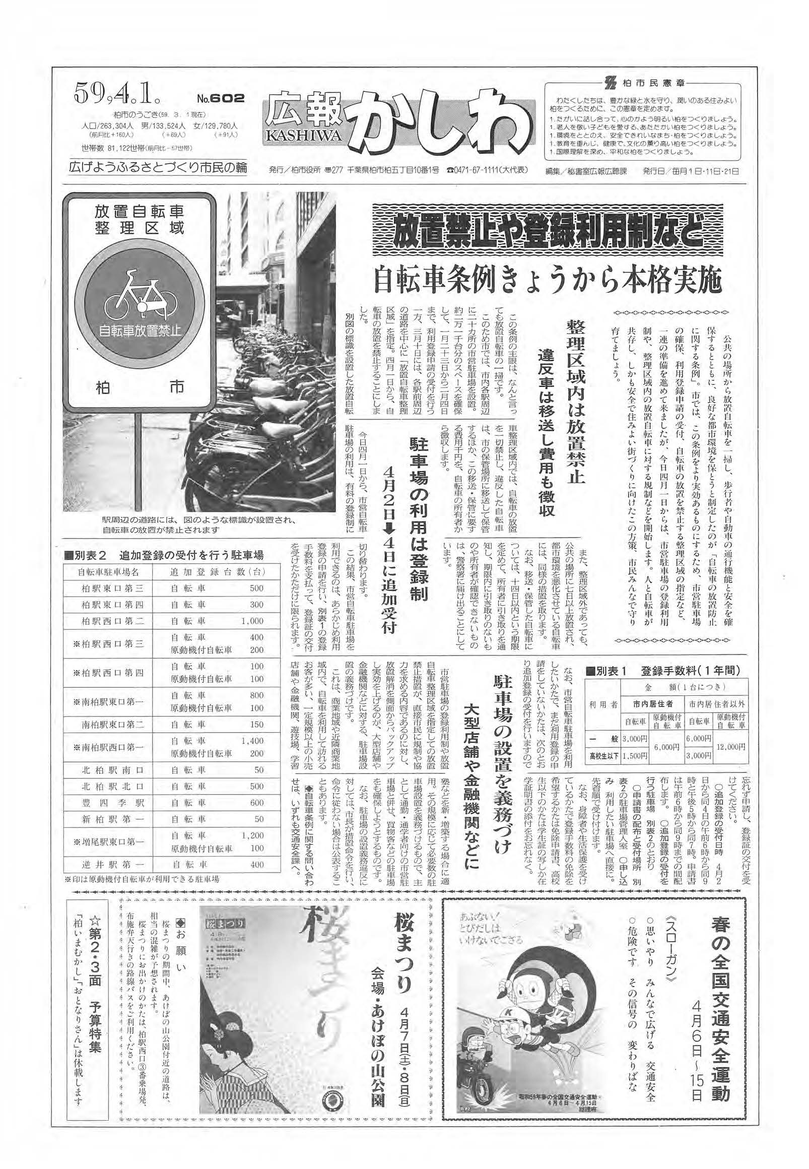 広報かしわ　昭和59年4月1日発行　602号