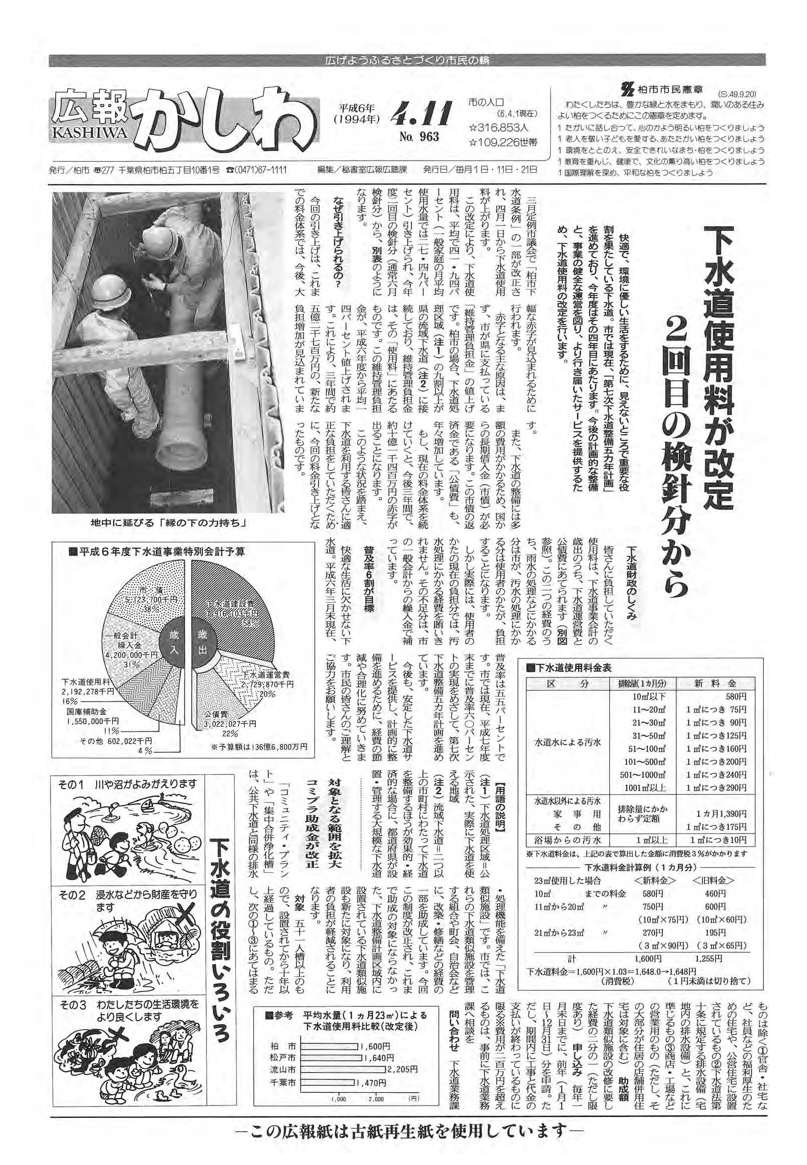 広報かしわ　平成6年4月11日発行　963号