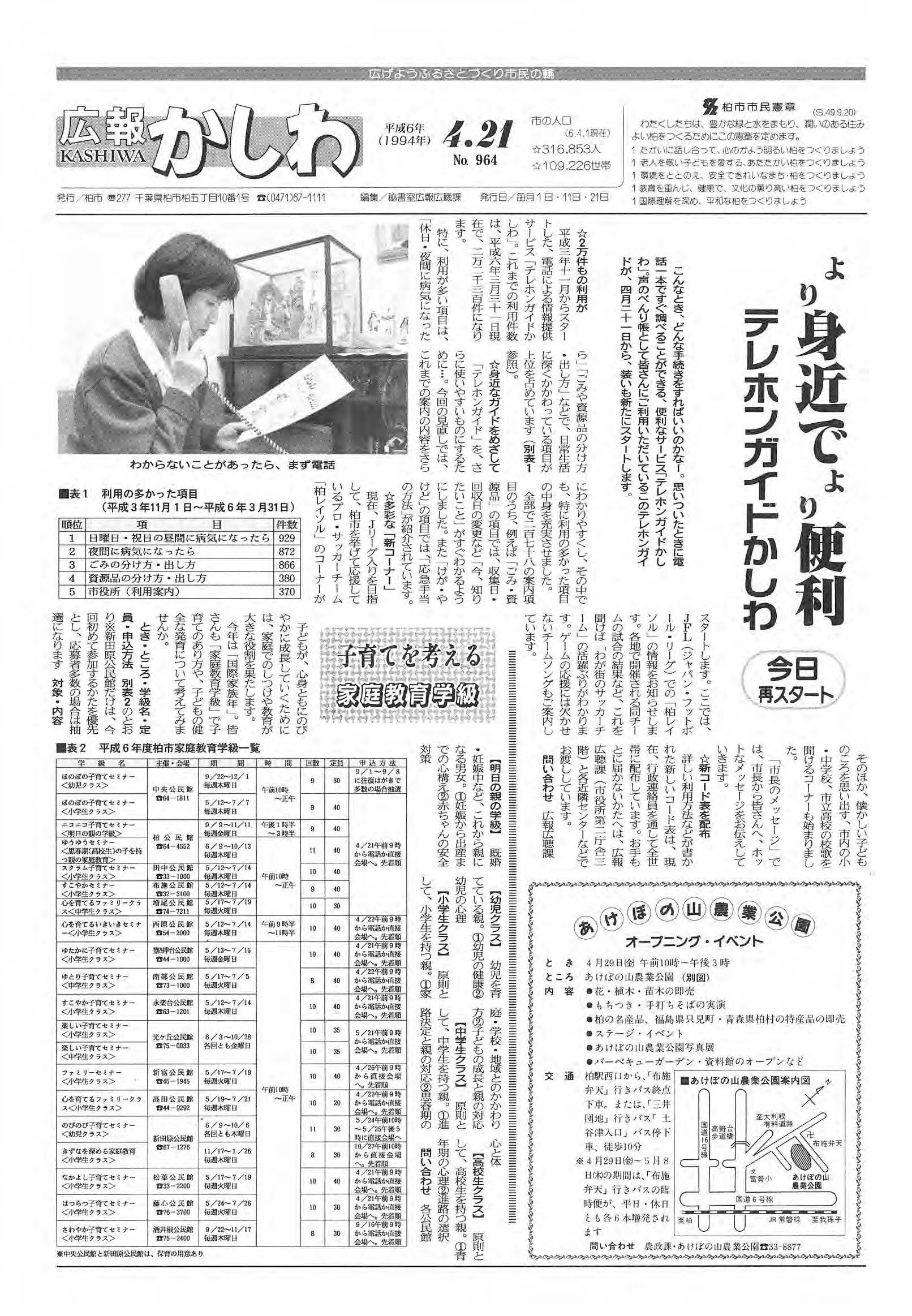 広報かしわ　平成6年4月21日発行　964号