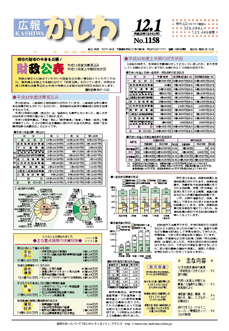 広報かしわ　平成13年12月1日発行　1158号