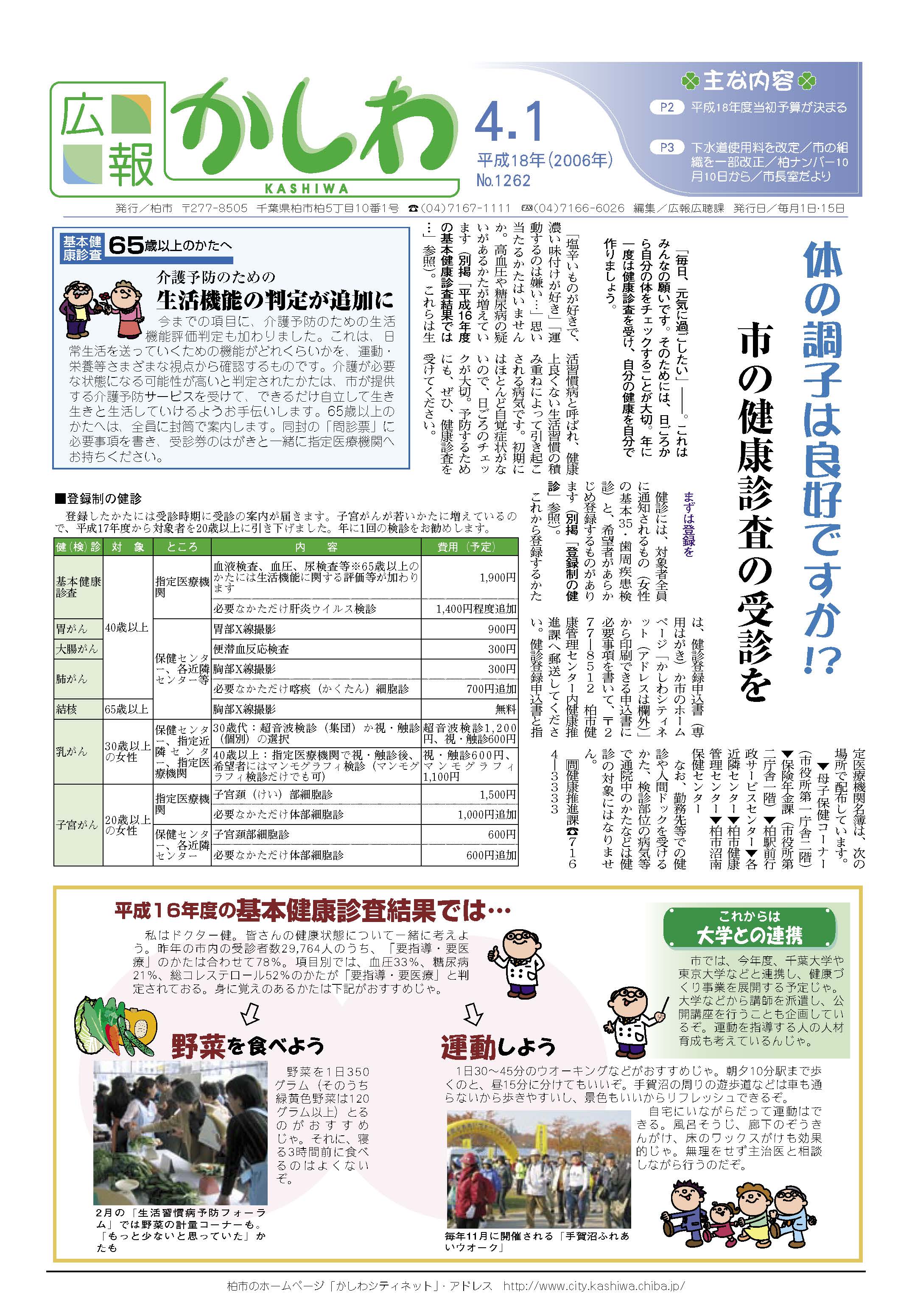 広報かしわ　平成18年4月1日発行　1262号