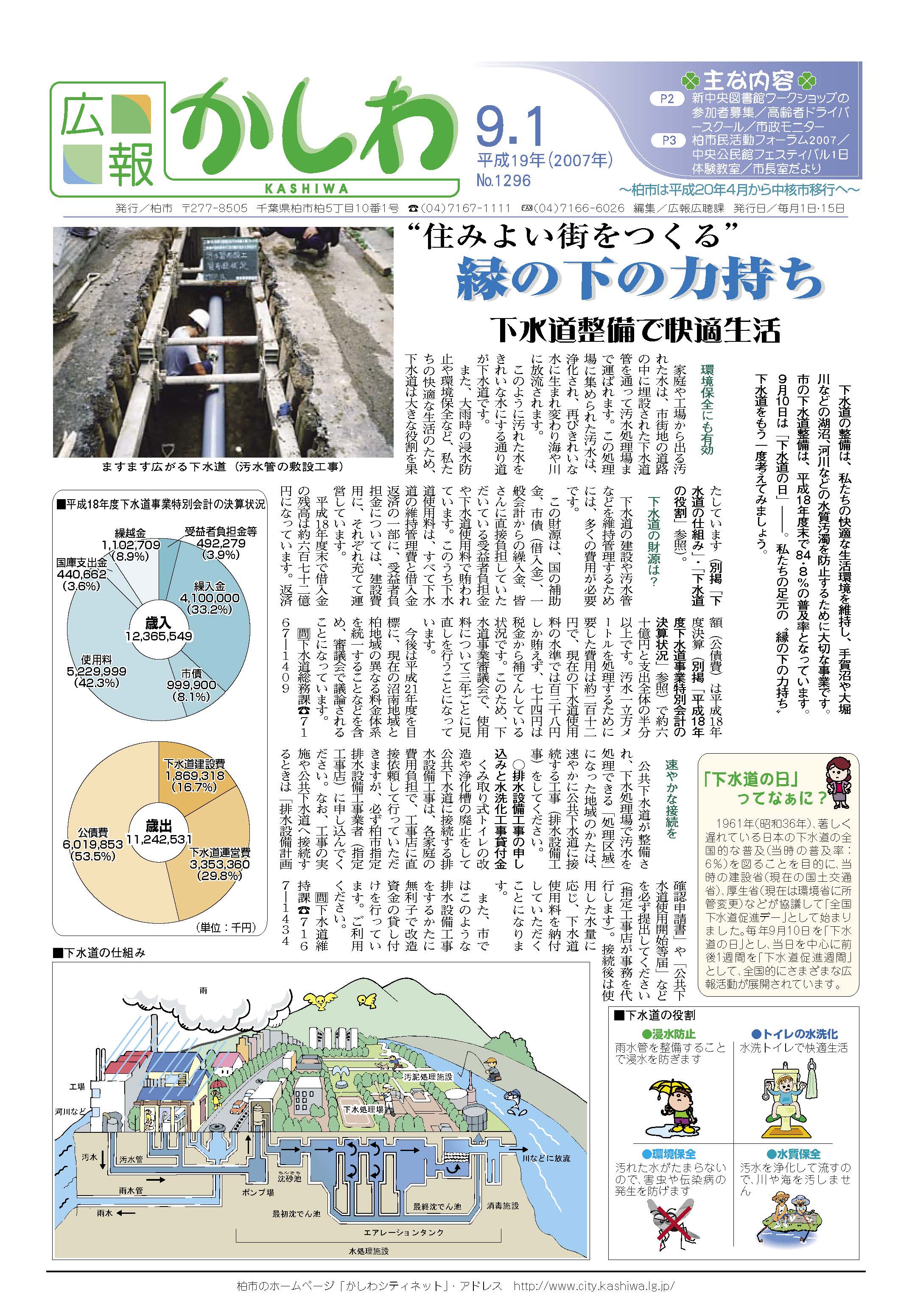 広報かしわ　平成19年9月1日発行　1296号