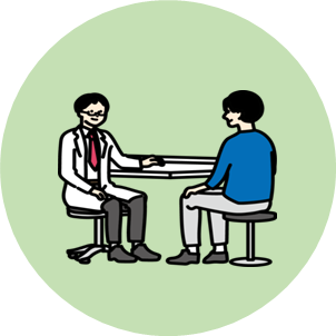 医師に相談しているイラスト