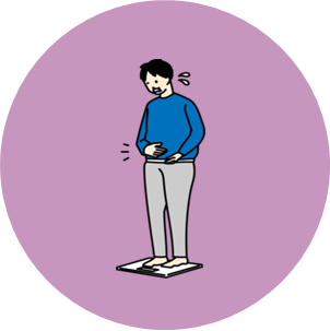 体重を測っているイラスト