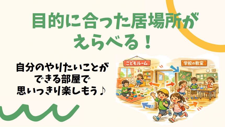 目的に合った居場所が選べる！