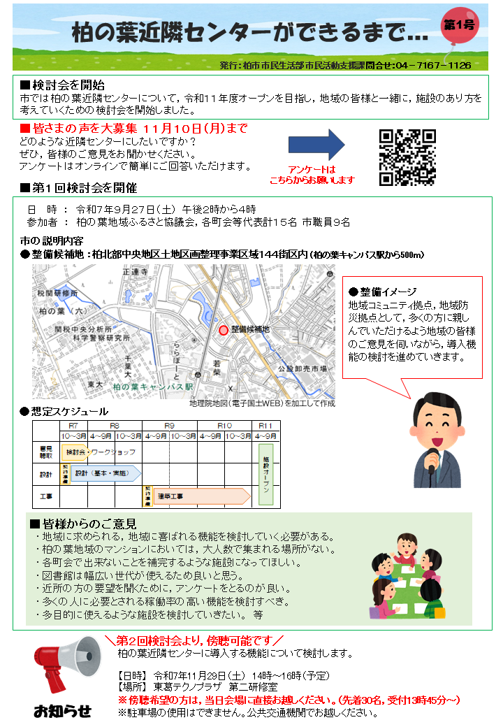 柏の葉近隣センターができるまでチラシ