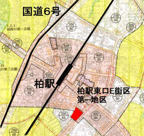 柏駅東口E街区第一地区地区計画位置図