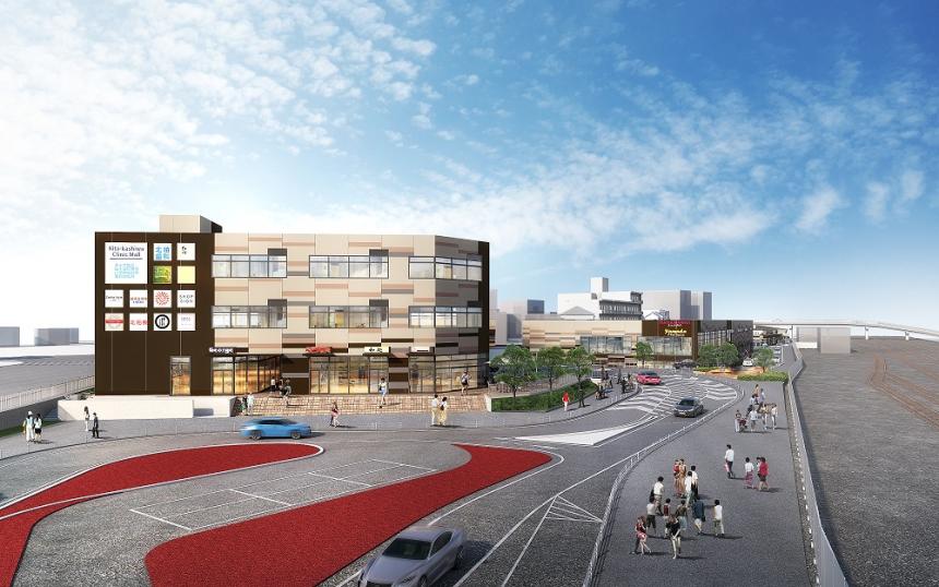 北口駅前広場から見た施設のイメージ