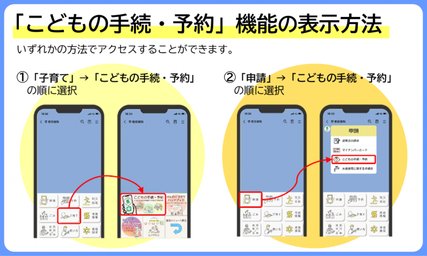 「こどもの手続・予約」設定方法