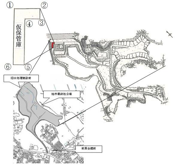 最終処分場内にある仮保管庫の配置図