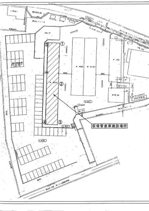 仮保管庫周辺図の測定地点図